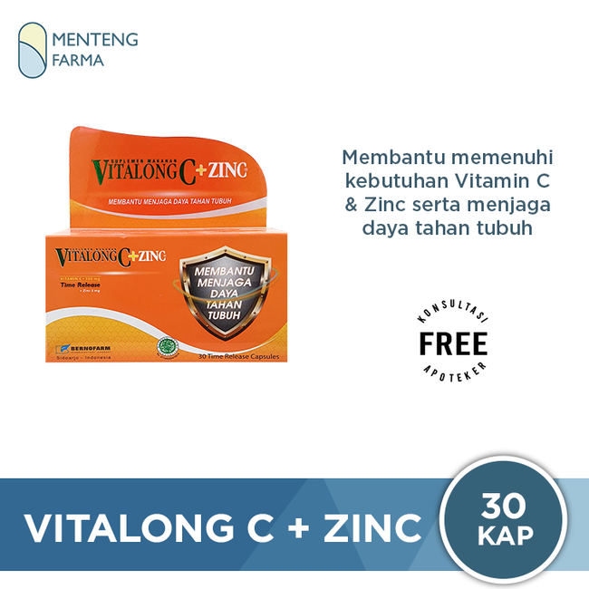 Vitalong C + Zinc 30 Kapsul - Menjaga Daya Tahan Tubuh