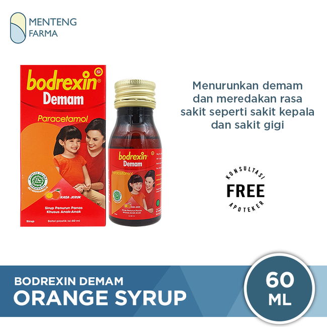 Bodrexin Demam Orange Sirup 60 mL - Pereda Demam dan Nyeri pada Anak