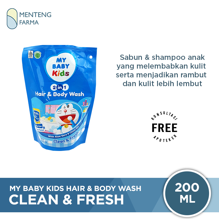 My Baby Kids Hair & Body Wash Clean & Fresh Refill 200 mL - Shampoo dan Sabun Anak