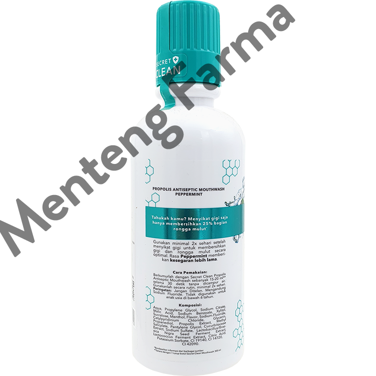 Secret Clean Propolis Antiseptic Mouthwash Peppermint 300 mL - Obat Kumur Antiseptik