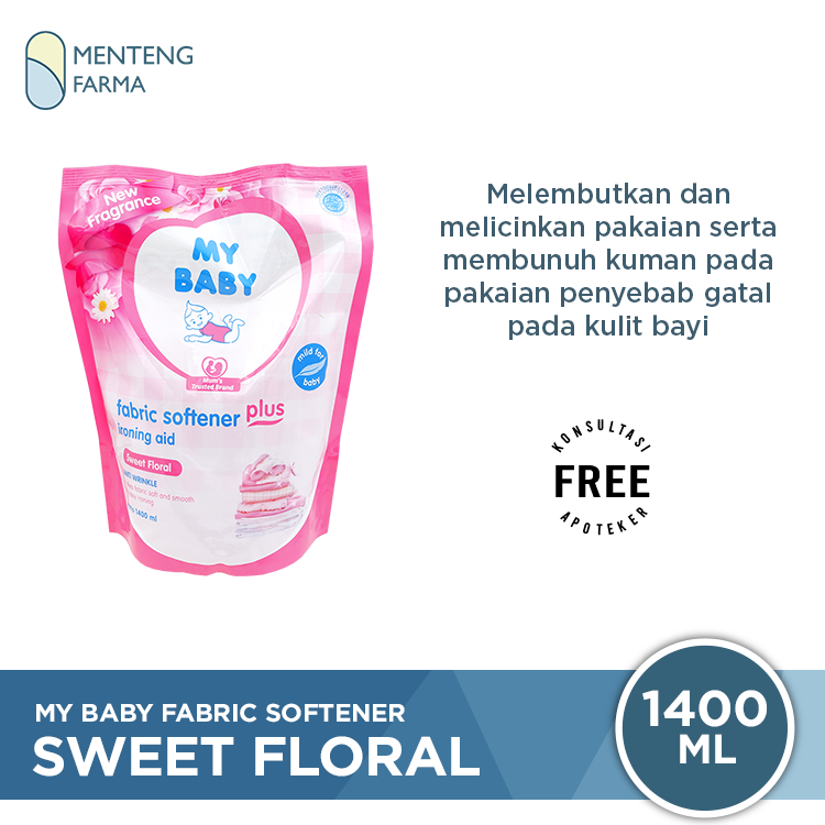 My Baby Fabric Softener Plus Ironing Aid Sweet Floral Refill 1400 mL - Pelembut Pakaian Bayi