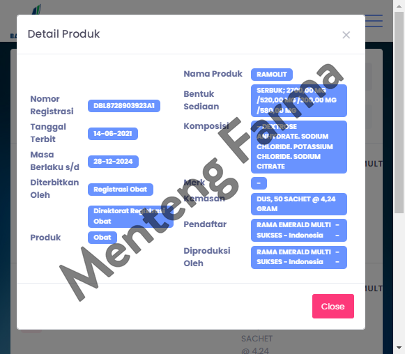 Ramolit 4.24 g Sachet - Menggantikan Cairan Tubuh