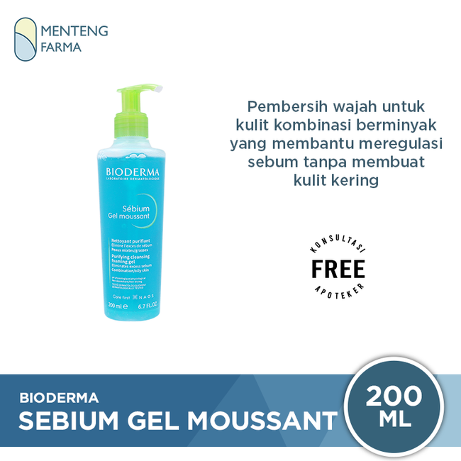 Bioderma Sebium Gel Moussant 200 ml - Facial Wash Kulit Berminyak