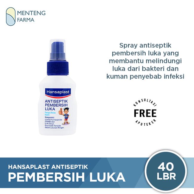 Hansaplast Antiseptik Pembersih Luka 40 mL - Pembersih Luka Tanpa Rasa Perih