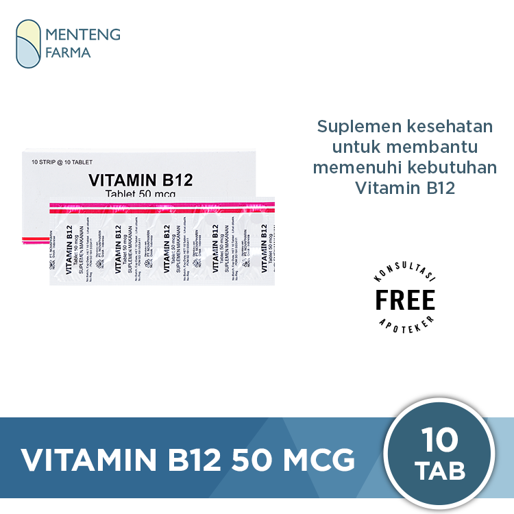 Vitamin B12 50 mcg 10 Tablet - Suplementasi Vitamin B12