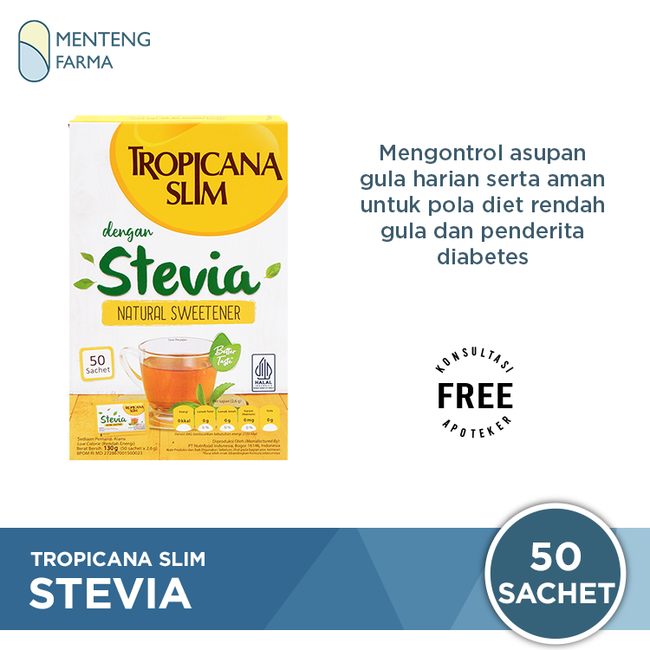 Tropicana Slim Stevia Natural Sweetener 50 Sachet - Pemanis Alami Stevia