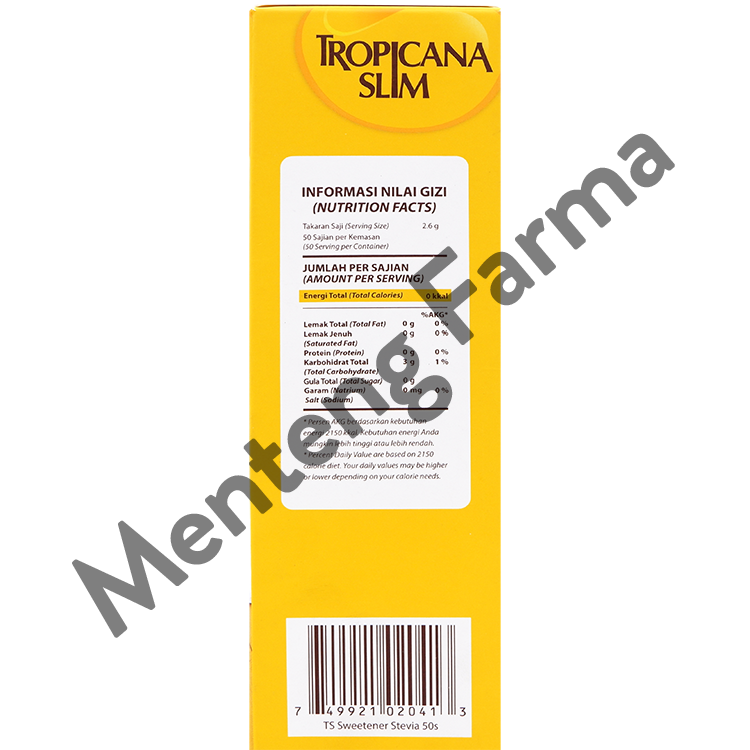 Tropicana Slim Stevia Natural Sweetener 50 Sachet - Pemanis Alami Stevia