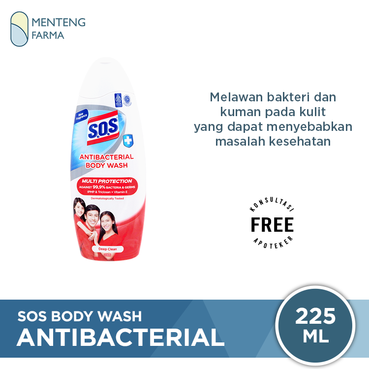 SOS Anti Bacterial Body Wash Deep Clean 225 mL - Sabun Mandi Cair