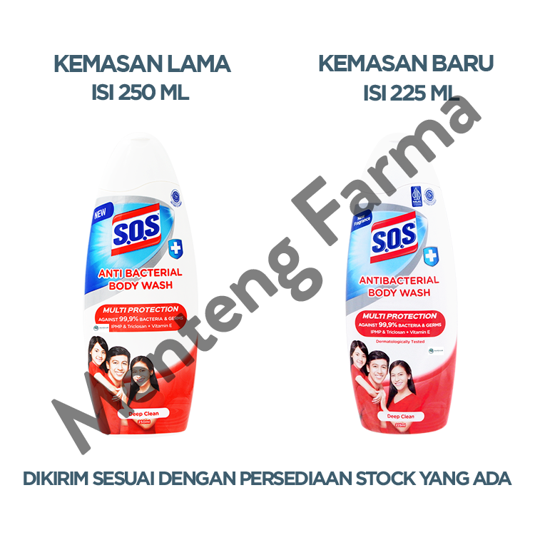 SOS Anti Bacterial Body Wash Deep Clean 225 mL - Sabun Mandi Cair