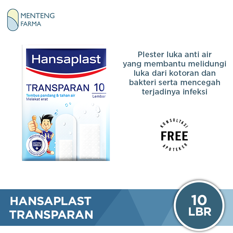 Hansaplast Plester Transparan 10 Lembar - Plester Transparan Anti Air