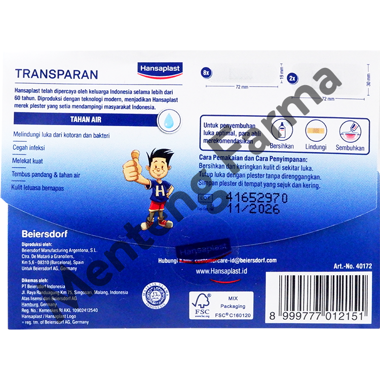 Hansaplast Plester Transparan 10 Lembar - Plester Transparan Anti Air