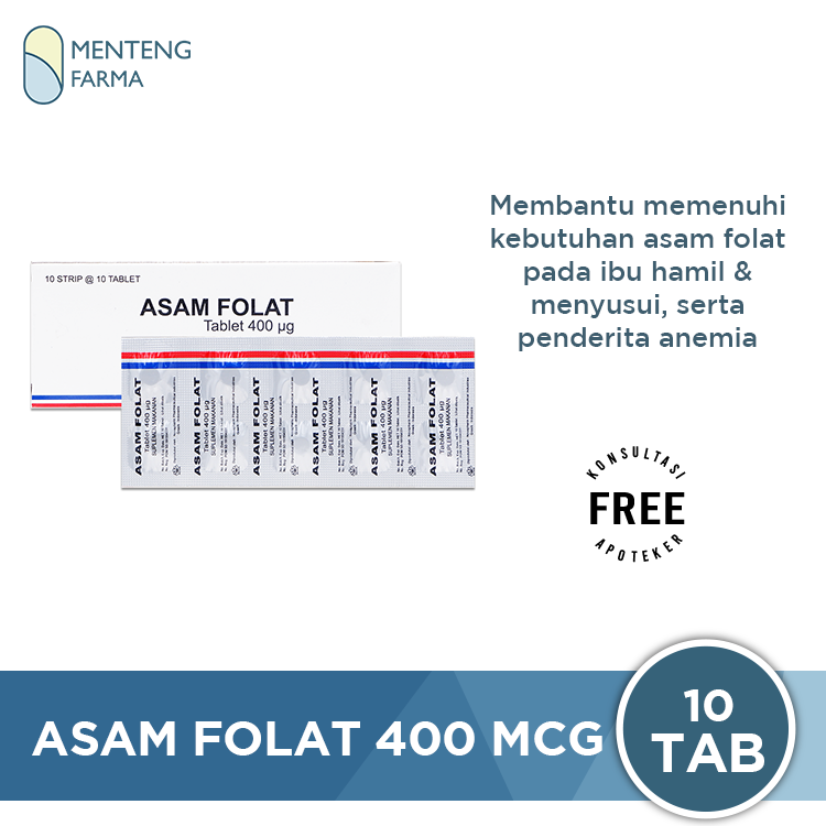 Asam Folat 400 mcg 10 Tablet - Suplemen Ibu Hamil