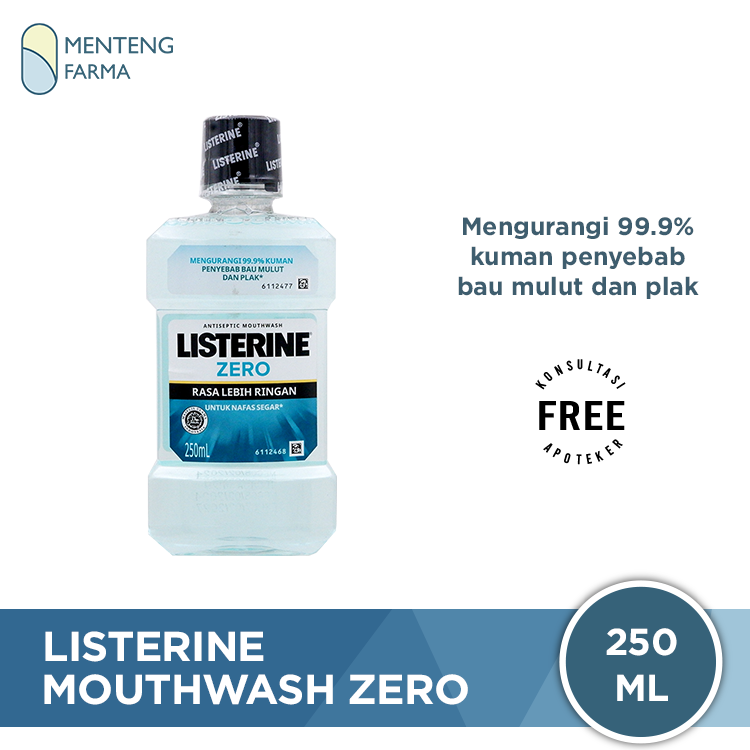 Listerine Zero Mouthwash 250 mL - Mencegah Plak dan Bau Mulut