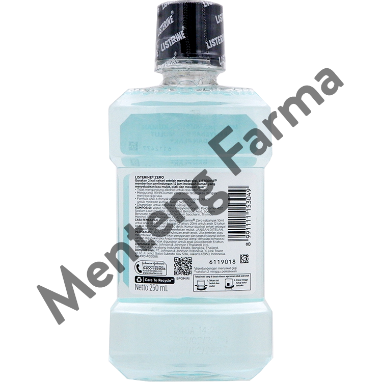 Listerine Zero Mouthwash 250 mL - Mencegah Plak dan Bau Mulut