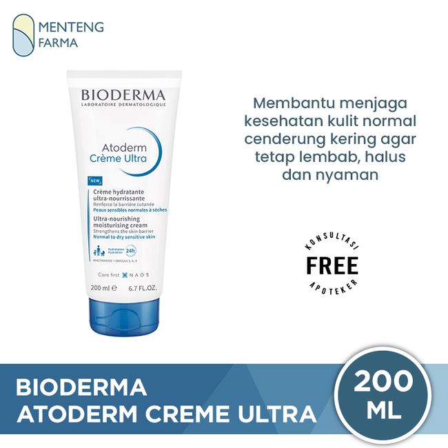 Bioderma Atoderm Creme Ultra Tube 200 ml - Pelembab Kulit Kering