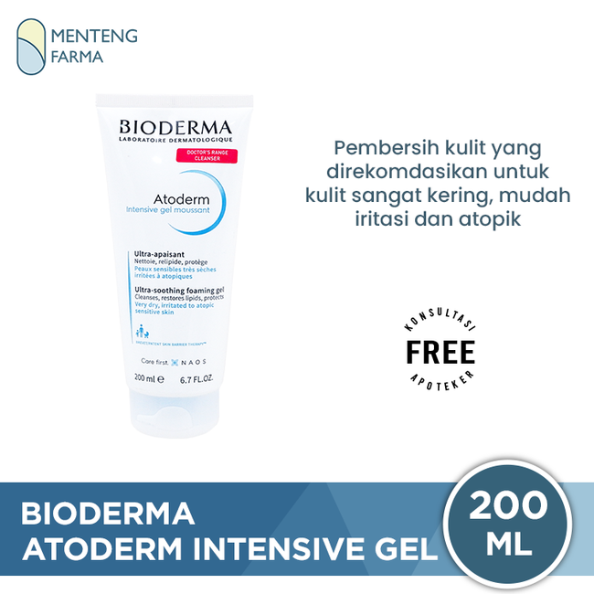 Bioderma Atoderm Intensive Gel Moussant Tube 200 ml - Melembabkan Kulit Kering Hingga Atopik