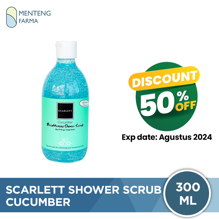 Scarlett Whitening Shower Scrub Cucumber 300 ML - Sabun Mandi Dengan Buliran Scrub