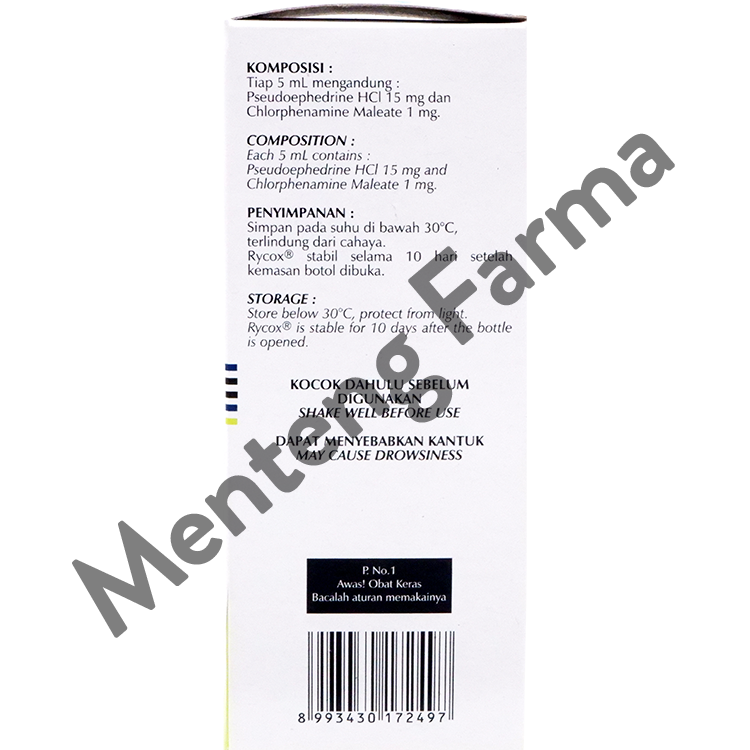 Rycox Rycox Syrup 60 mL - Meringankan Gejala Flu dan Pilek – Apotek