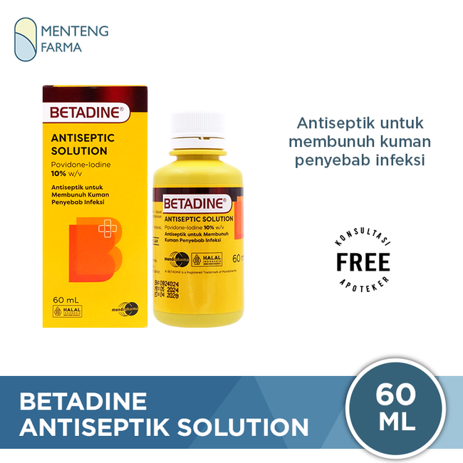 Betadine 60 mL - Antiseptik untuk Luka Lecet, Luka Jatuh, Luka Gores