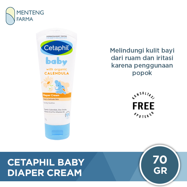 Cetaphil Baby Diaper Cream With Organic Calendula 70 Gr - Mengatasi Ruam Popok Bayi