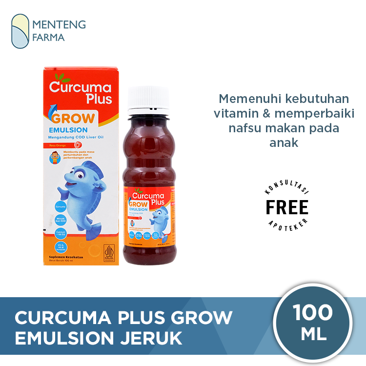 Curcuma Plus Grow Emulsion Rasa Jeruk 100 mL - Suplemen Nafsu Makan Anak