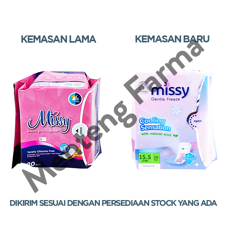 Missy Gentle Freeze Pantyliner 20 Pads - Mencegah Bau Bakteri dan Bocor