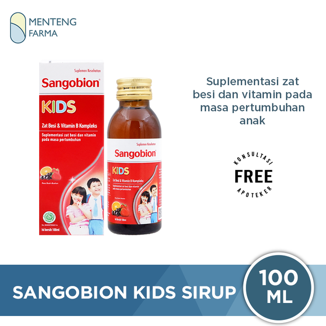 Sangobion Kids Sirup 100 mL - Suplemen Zat Besi & Vitamin B Kompleks Anak