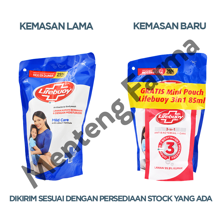 Lifebuoy Sabun Mandi Cair Refill Mild Care 400 ML - Sabun Antibakteri ActivSilver dan Milk Cream