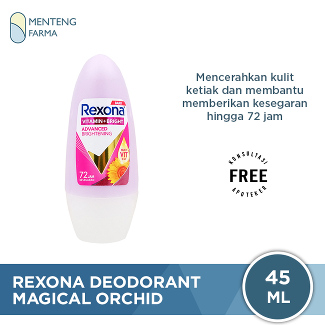 Rexona Anti-Perspirant Deodorant Roll On Advanced Brightening 45 ML - Mencerahkan Kulit Ketiak