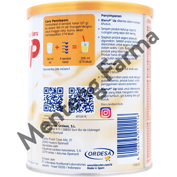 Blenut UP Vanilla 400 gr - Susu Khusus Anak Malnutrisi atau Gizi Buruk