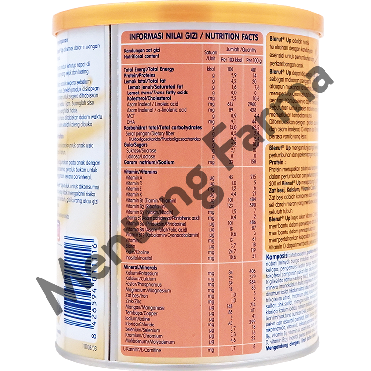 Blenut UP Vanilla 400 gr - Susu Khusus Anak Malnutrisi atau Gizi Buruk