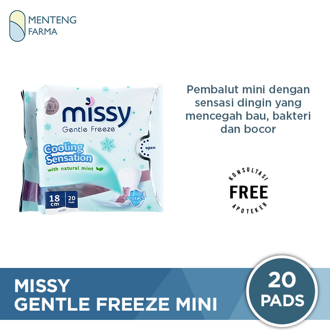 Missy Gentle Freeze Mini 18 cm 20 Pads - Pembalut Mini Antibakteri