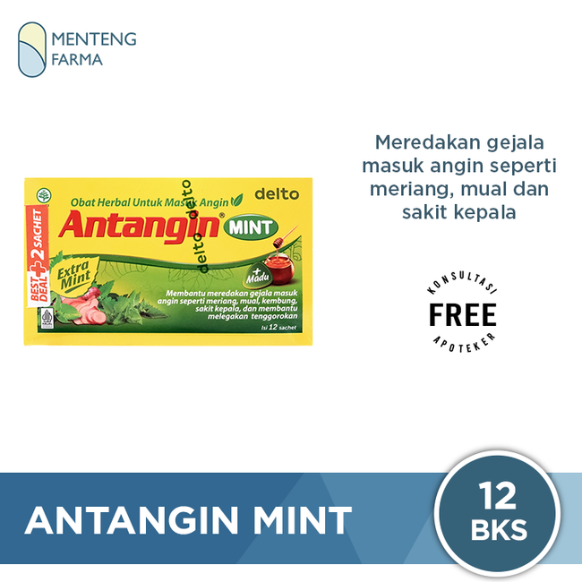 Antangin Mint 12 Sachet - Sirup Masuk Angin, Meriang, Mual, Pusing