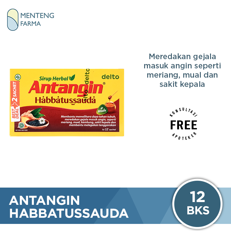 Antangin Habbatussauda 12 Sachet - Sirup Masuk Angin Meriang Mual Pusing