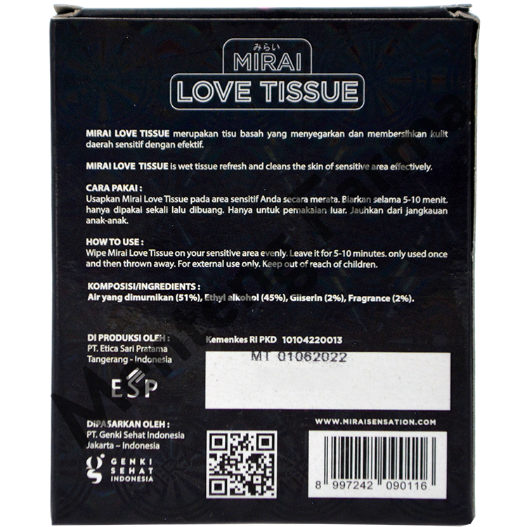 Mirai Love Tissue Bundling 2 Box Isi 6 Sachet