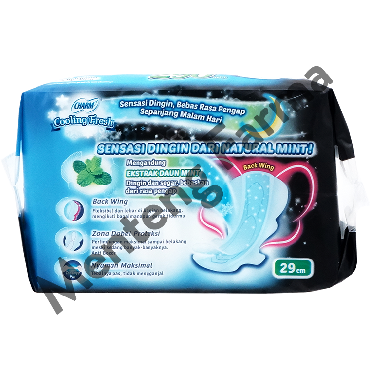 Charm Pembalut Cooling Fresh Night 29 cm 10 Pads - Pembalut Cooling Fresh 29 cm