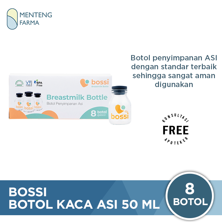 Bossi Botol Kaca ASI 50 mL isi 8 Botol - Botol Penyimpanan ASI