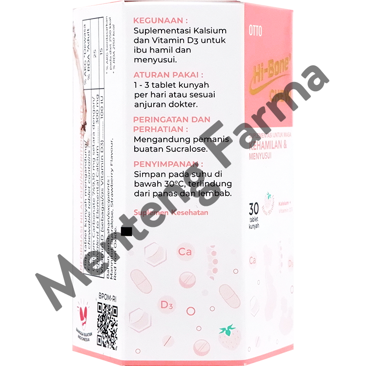 Hi-Bone Chew Strawberry 30 Tablet - Suplemen Ibu Hamil dan Menyusui