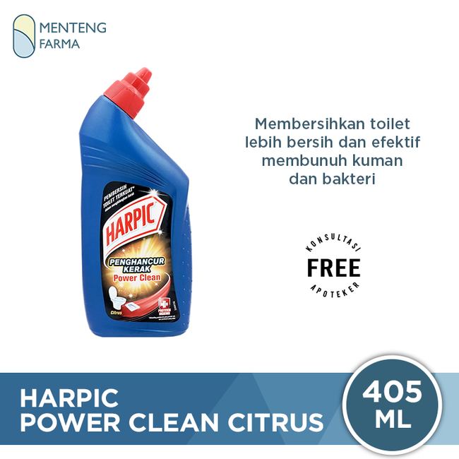 Harpic Power Clean Penghancur Kerak Citrus 405 ML - Pembersih dan Penghancur Kerak Kloset