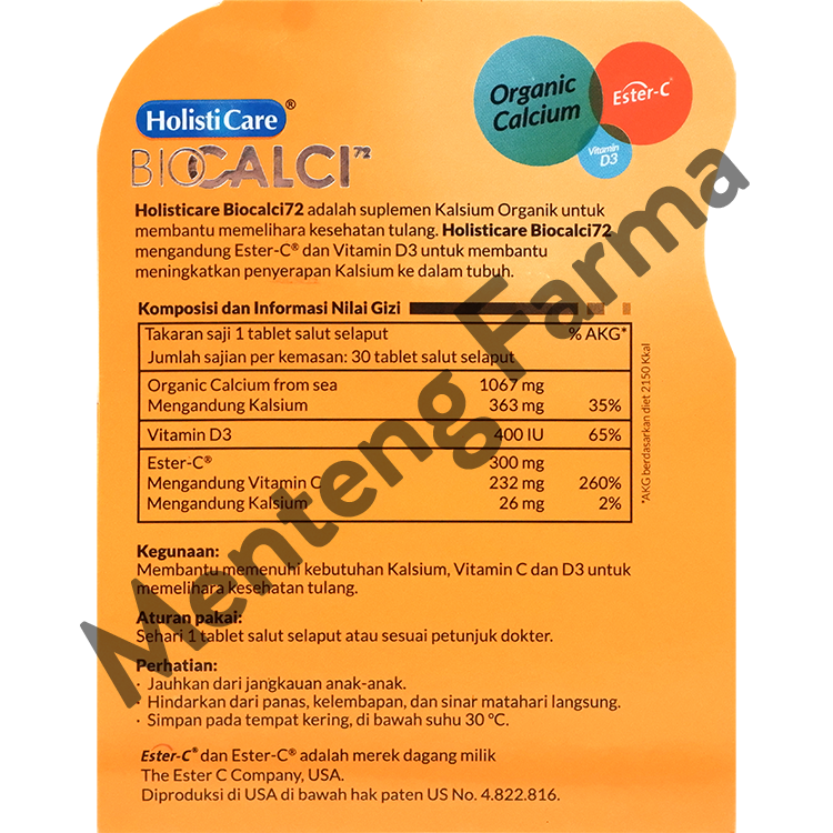 Holisticare Bio Calci-72 Isi 30 Tablet - Suplemen Kalsium dan Vitamin D3