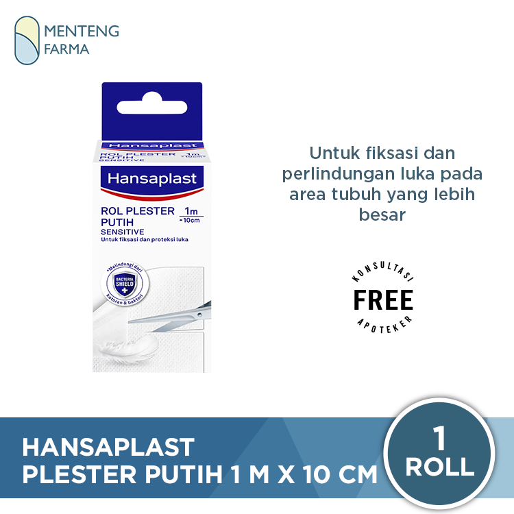 Hansaplast Rol Plester Putih 1 m x 10 cm - Melindungi Luka dari Bakteri