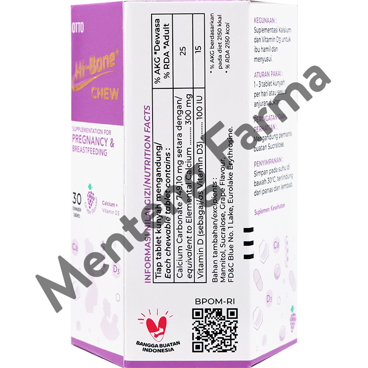 Hi-Bone Chew Grape 30 Tablet - Suplemen Ibu Hamil dan Menyusui