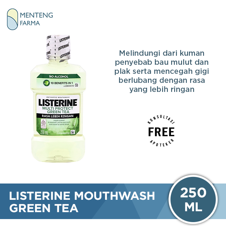 Listerine Multi Protect Green Tea Mouthwash 250 mL - Membantu Mencegah Gigi Berlubang