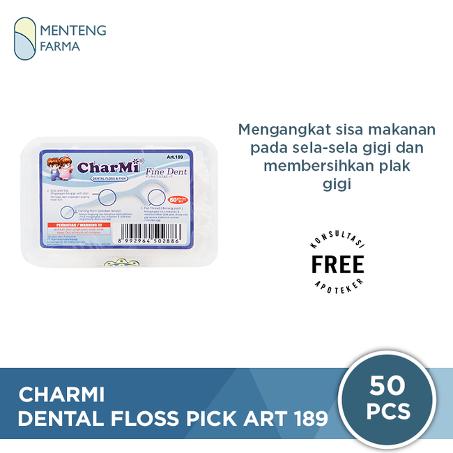 Charmi Dental Floss Pick Art 189 Isi 50 Pcs - Benang Pembersih Sela Gigi