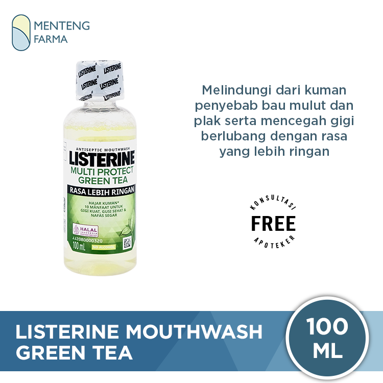 Listerine Multi Protect Green Tea Mouthwash 100 mL - Membantu Mencegah Gigi Berlubang