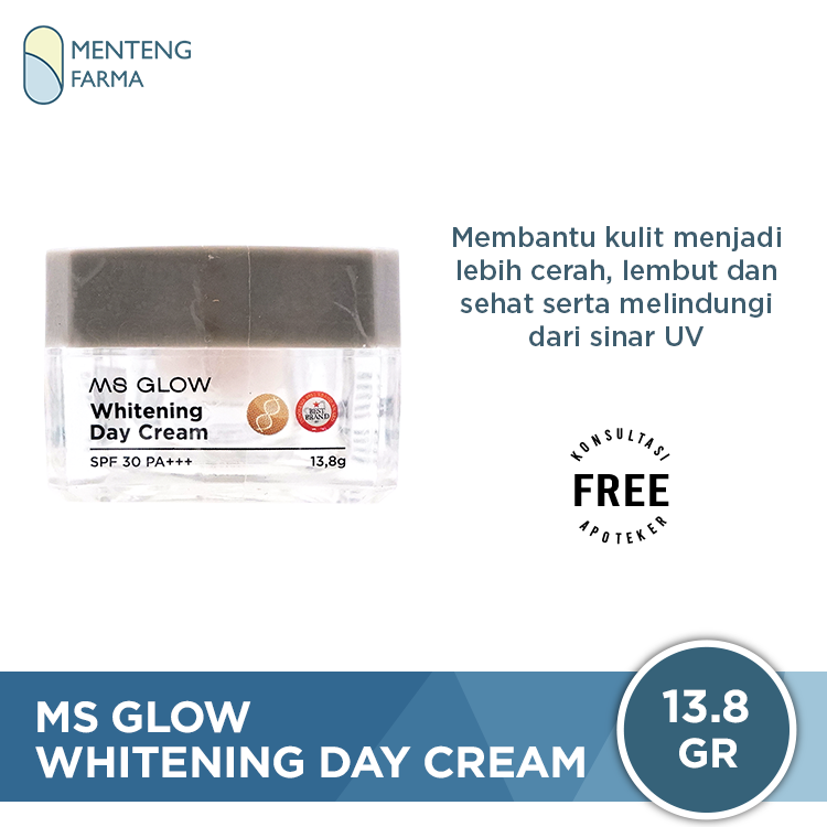 Ms Glow Whitening Day Cream 13,8 Gr - Krim Pagi Untuk Mencerahkan Kulit Wajah