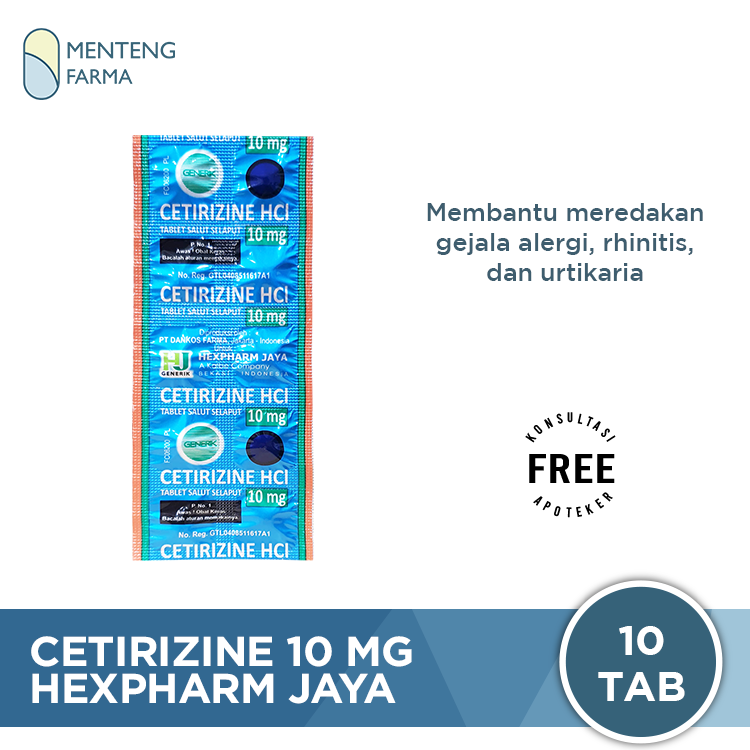 Cetirizine Hexpharm 10 mg 10 Tablet - Obat Rhinitis dan Gatal Alergi