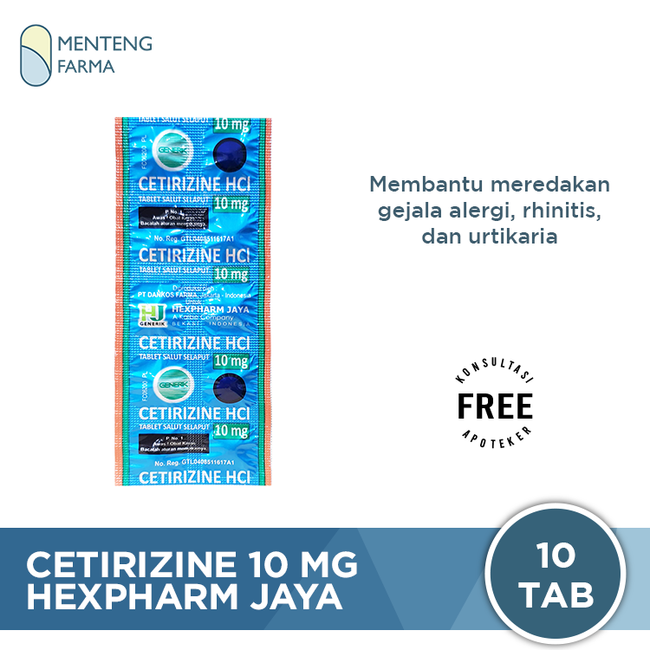 Cetirizine Hexpharm 10 mg 10 Tablet - Obat Rhinitis dan Gatal Alergi