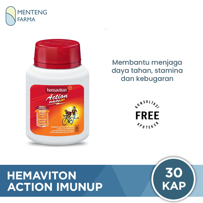 Hemaviton Action ImunUp 30 Kapsul - Suplemen Penambah Stamina, Tenaga, dan Energi