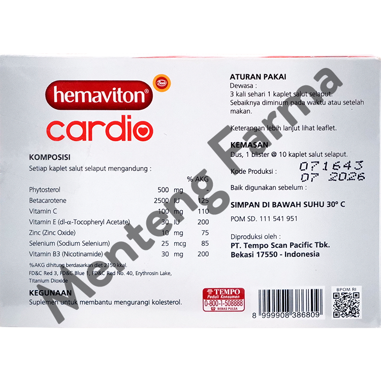 Hemaviton Cardio 10 Kaplet - Mengurangi Kolesterol